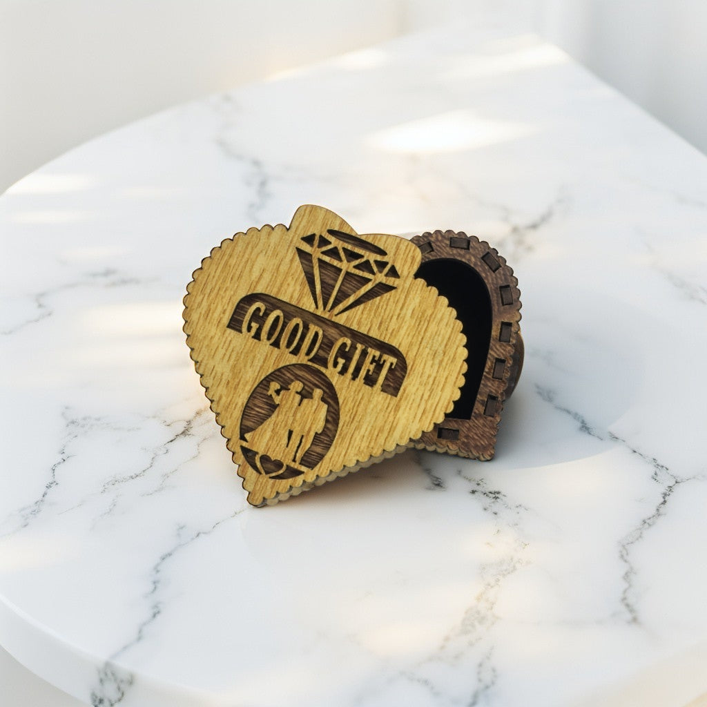 Golden Heart Wooden Gift Box