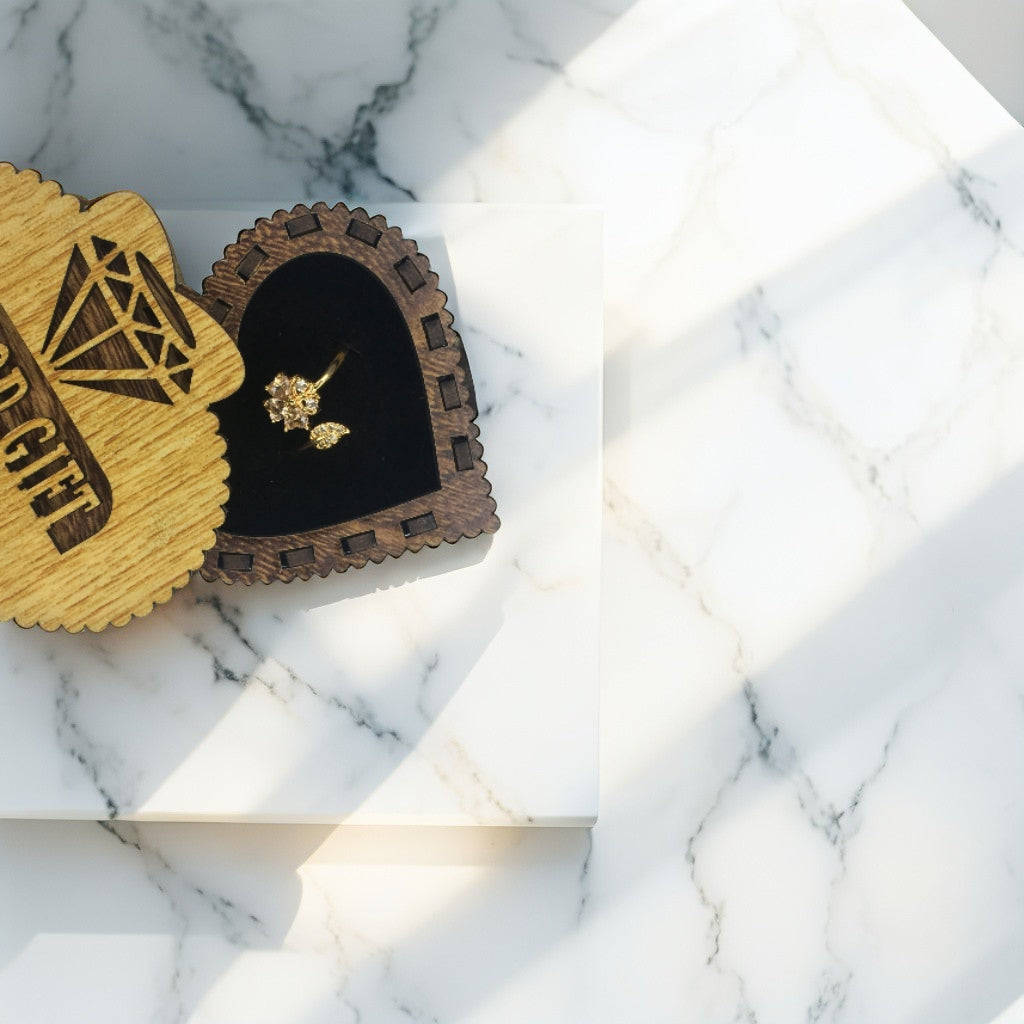Golden Heart Wooden Gift Box